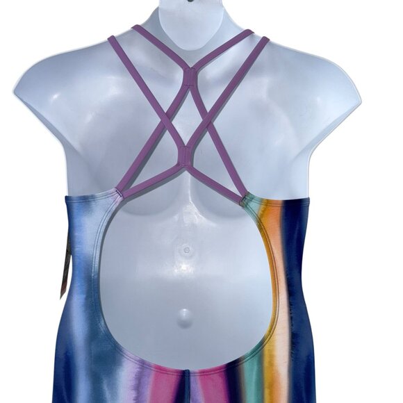 NWT Speedo Poircelain Hydro Bra OIne Piece Womens Swimsuit 12 Striped Colorful - Picture 7 of 10